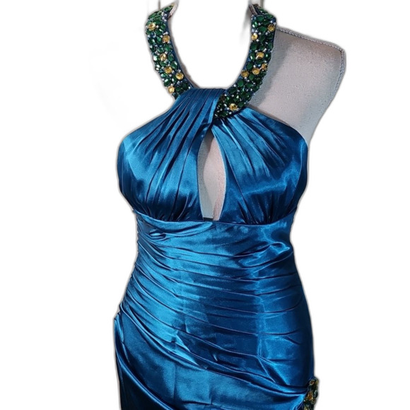 Prom Dress By Flirt Maggie Sottero Wedding Party Jade Rhinestones Size 2 - Picture 2 of 9